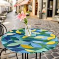 thumbnail image 3 of Abstract Leaves Elastic Fitted Round Table Cover Watercolor Waterproof Outdoor Tablecloth for Holiday Party, Picnic, Patio & Dining Fits Tables Up to 55"-60", 3 of 8