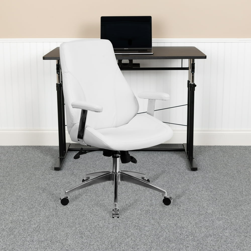 Flash Furniture MidBack White LeatherSoft Smooth Upholstered Executive