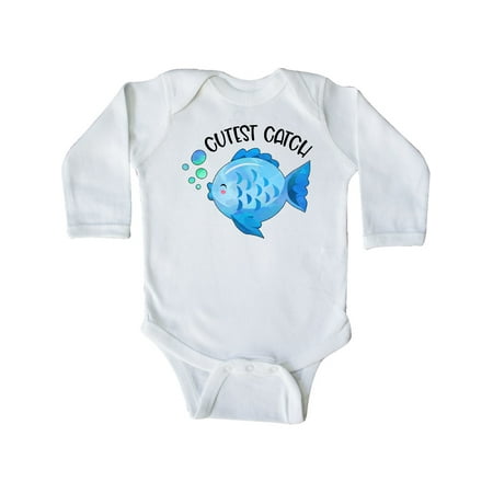 

Inktastic Cutest Catch Cute Blue Fish Gift Baby Boy or Baby Girl Long Sleeve Bodysuit