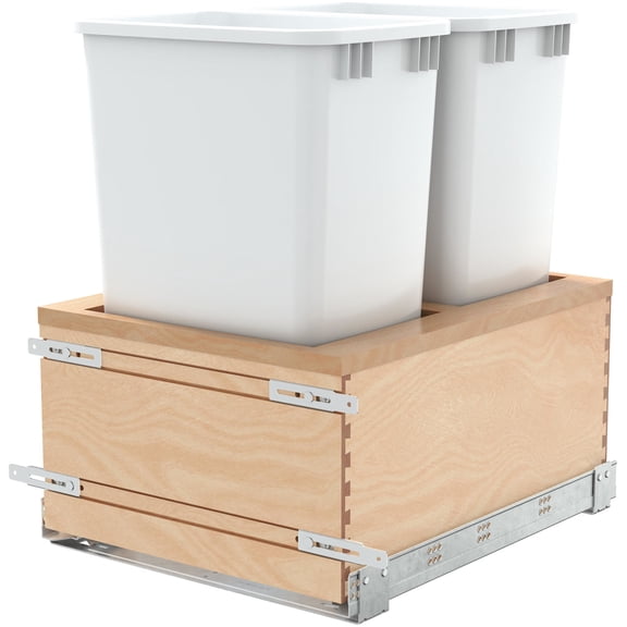 Rev-A-Shelf 4VLWCSC-2150DM-2 Value Line 21-1/2" Wood Bottom Mount Double 50 Qt / 12.5