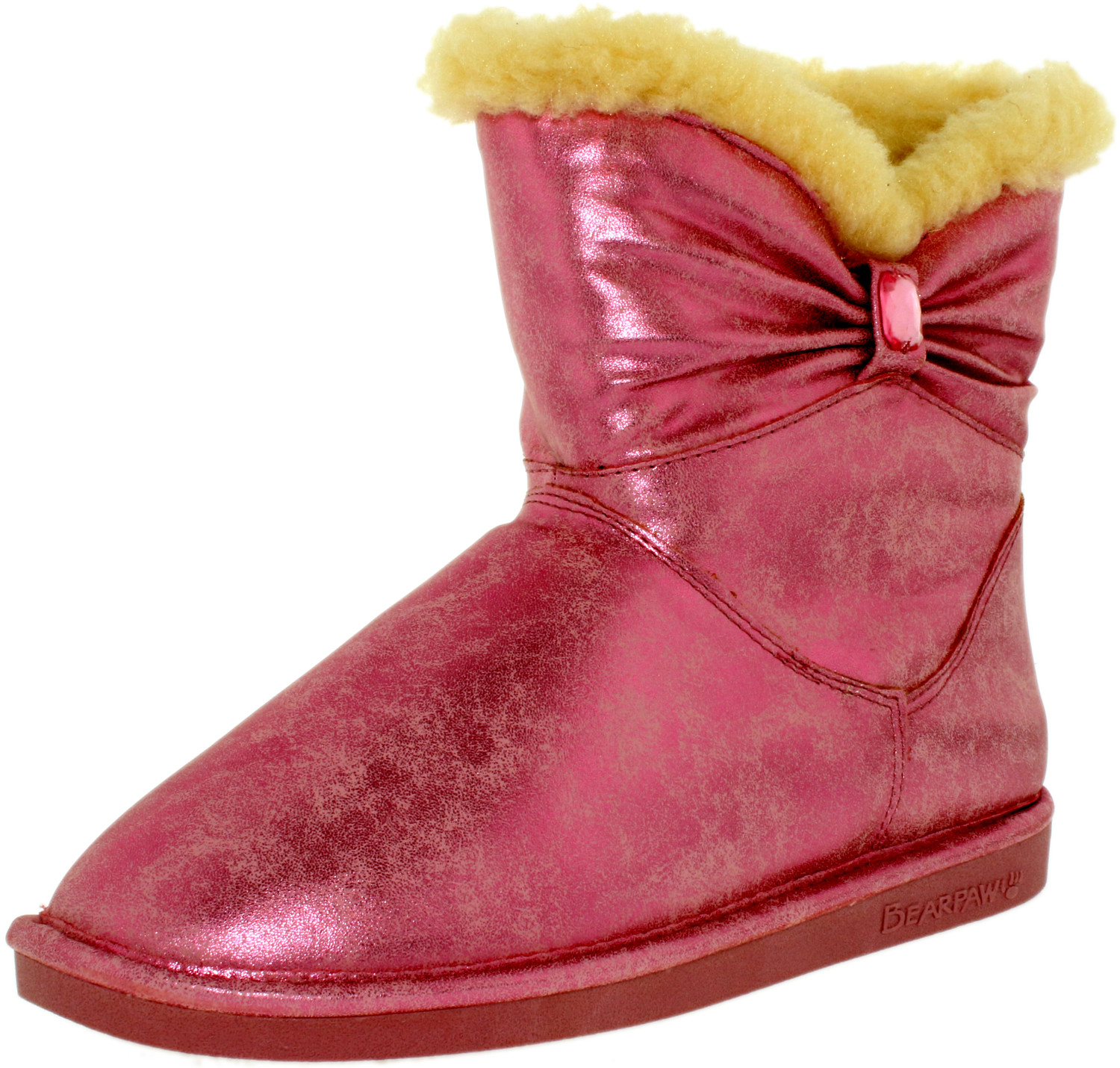 Bearpaw Girl's Robyn Youth Faux Suede/Sheepskin/Wool Pink AnkleHigh Sheepskin Boot 4M
