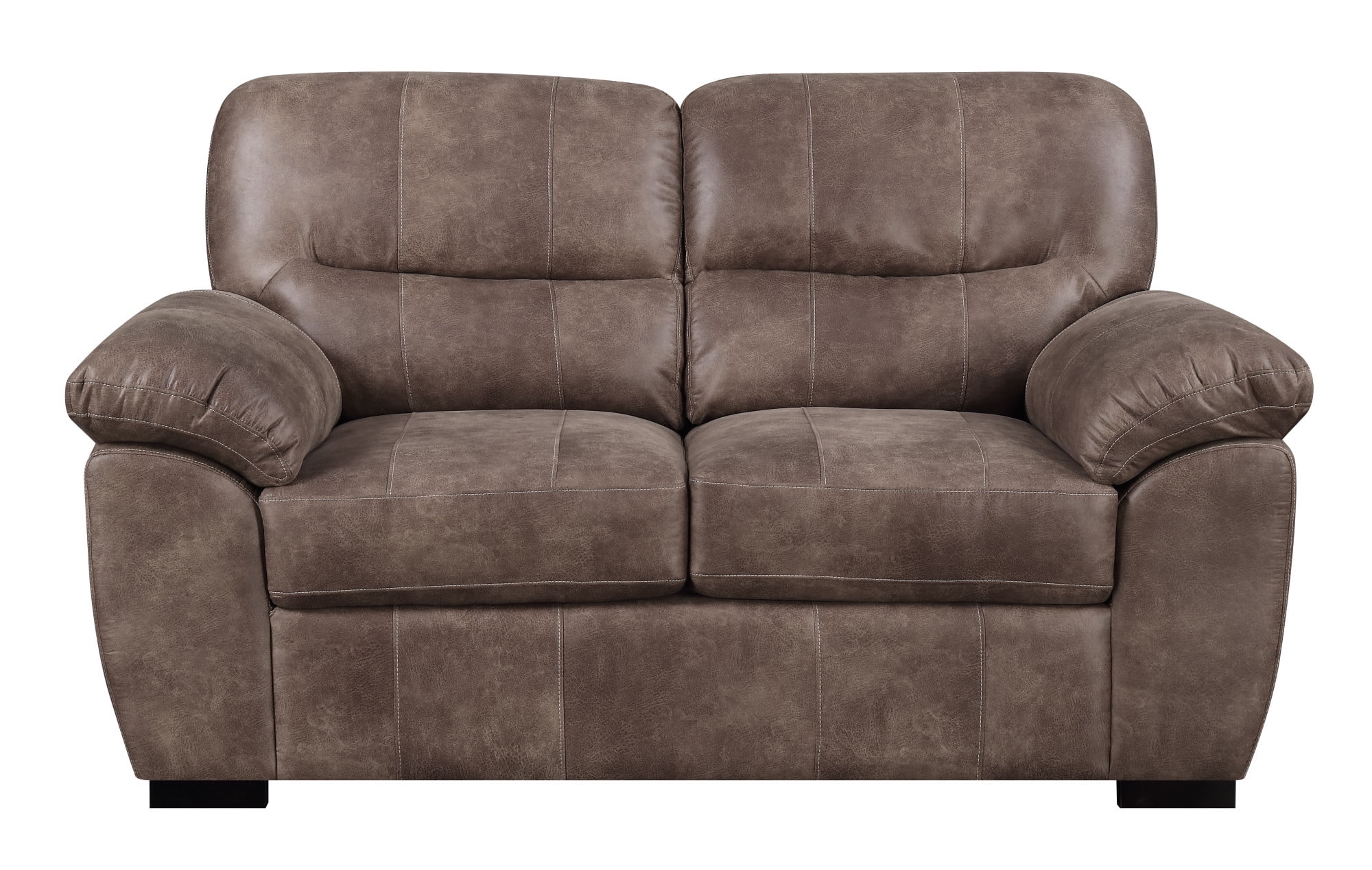 Emerald Home Nelson Almond Brown Loveseat with Faux Leather, Pillow Top