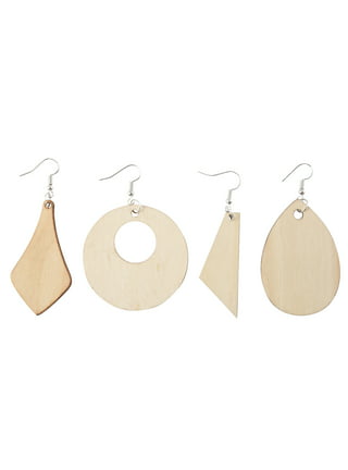  EXCEART Wood Earring Blanks 200pcs Earrings Bulk Material Miss  Wooden Earring Pendant Blanks
