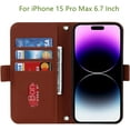 thumbnail image 6 of Crossbody Wallet for iPhone 15 Pro Max Case with Adjustable Lanyard Strap Credit Card Holder 6.7",PU Leather Handbag Purse Kickstand Make Up Mirror Cover Case for Men Women Girl,Brown, 6 of 14