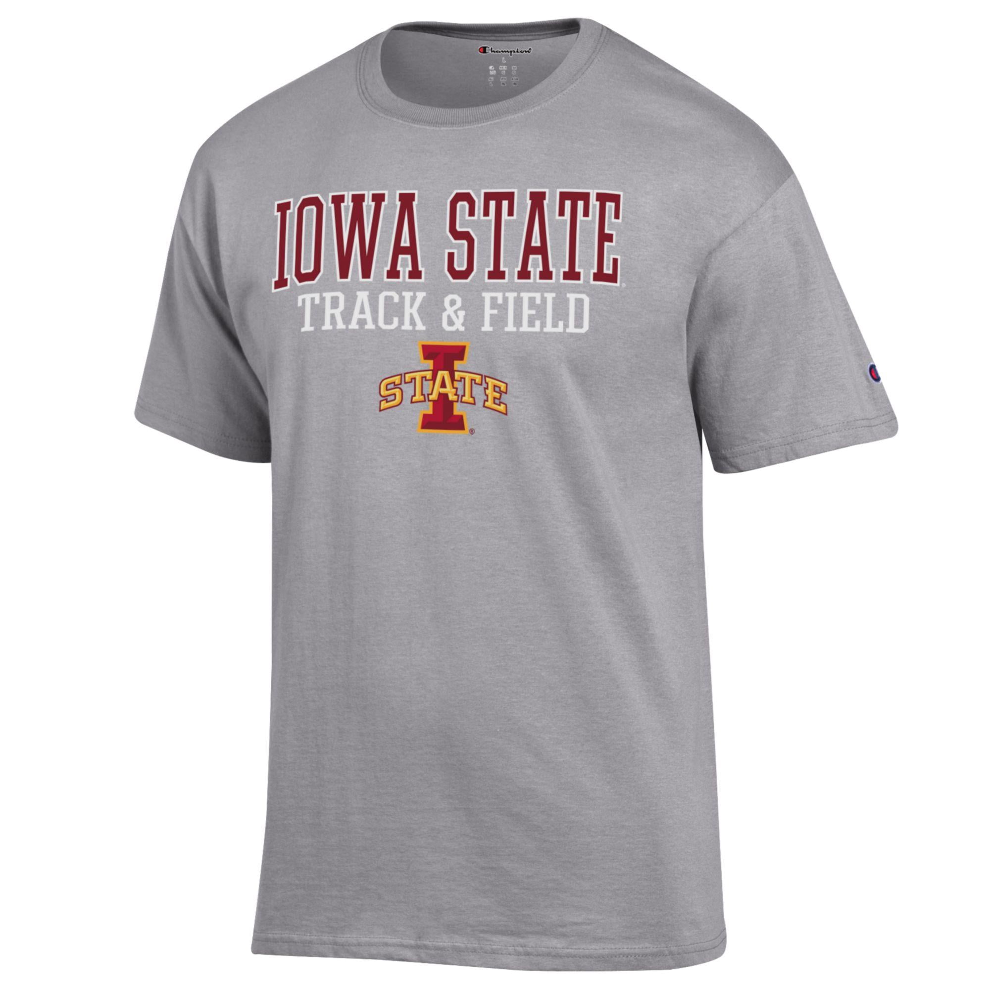 Men's Champion  Gray Iowa State Cyclones Track & Field Stack T-Shirt