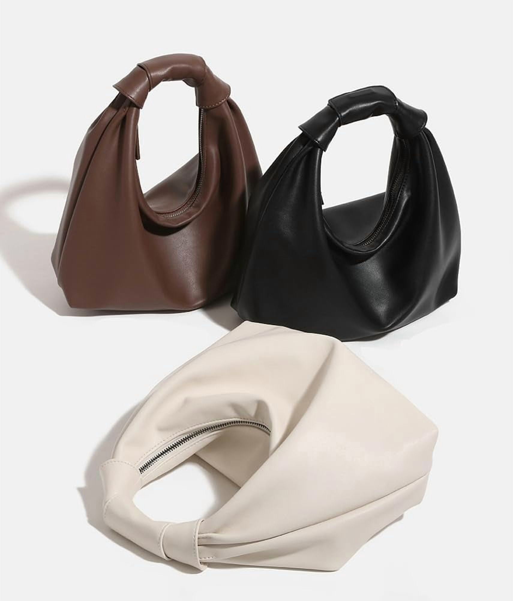 Slouchy PU Leather Underarm Shoulder Bag Women Hobo Bags Trendy Crescent Satchels Crossbody Phone Purse Tote Handbag 2024