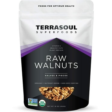 Terrasoul Superfoods Raw Organic Walnuts, 1 Lb Chandler Variety | Fresh | Light Color