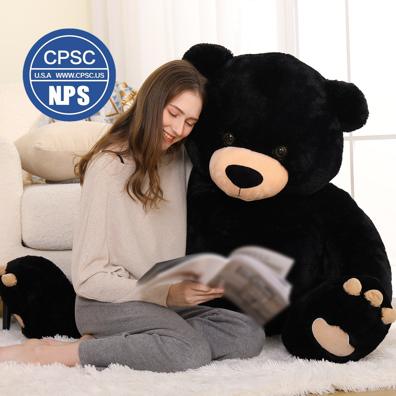 Morismos 5-Foot Giant Black Teddy Bear Plush photo 5