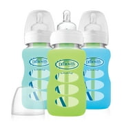 9oz Wide Neck Glass Bottles in Silicone Sleeve, 3pk, Boys