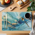 thumbnail image 2 of Turquoise Marble Placemats Set of 8, Modern Abstract Art Ombre Blue Placemats for Dining Table, Place Mats for Kitchen Tabletop, Waterproof Wipeable Dining Table Mats Set, 2 of 9