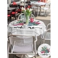 thumbnail image 4 of Outdoor Tablecloth with Umbrella Hole and Zipper, Summer Tropical Plants Round Table Cloth 60 Inch Waterproof Tablecloth, Farmhouse Cactus Wooden Grain Picnic Table Cover for Patio Camping, 4 of 7