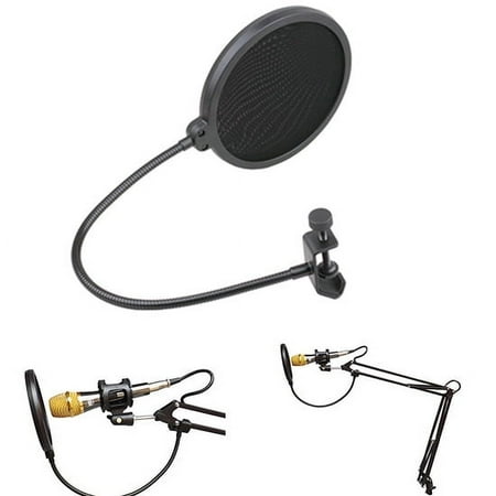 EQCOTWEA 6" Double Layer Studio Microphone Wind Screen Mask Pop Filter Mask