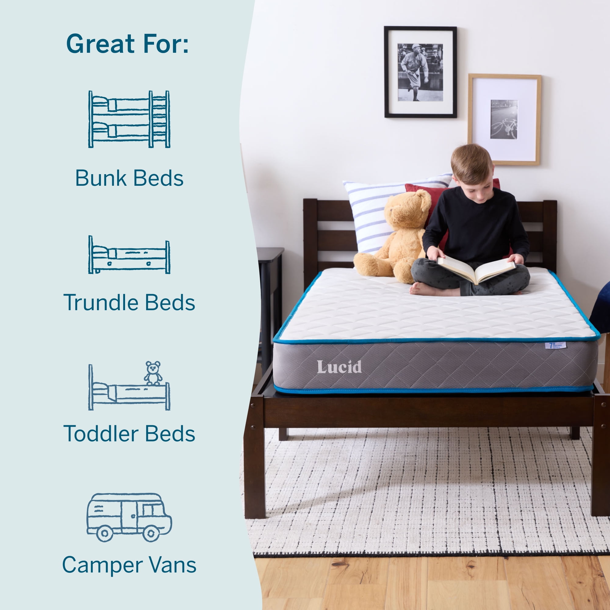 Lucid Bounder 7" Innerspring Mattress with Quilted Fabric Cover, Full