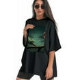thumbnail image 3 of Plus Size Shirt for Women Black Tops for Women Short Sleeves Shirt for Women Red-Browed Bird Green 3 T Shirt Crewneck Shirt for Women 2XL, 3 of 5
