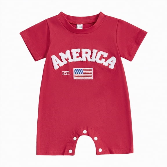 TOWED22 Newborn Baby Girl Boy Clothes Short Sleeve Stripe Bubble Romper Waffle Bodysuit Tshirt Cute Summer Outfit Red,12-18 M