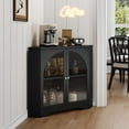 thumbnail image 4 of Weselon Modern Small Corner Sideboard Cabinet with 2 Glass Doors and 2 Tier Shelves, 31 Inches, 4 of 7