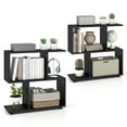 thumbnail image 1 of Costway 2 PCS 2-Tier Bookshelf Free Standing Wooden Display S-Shaped Shelf Storage Rack Black, 1 of 10