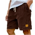 thumbnail image 2 of Summer Mens Shorts Workout Gym Lace-up Elastic Waist Pocket Exercise Fitness Home Half Shorts Pants Lightweight Mens Linen Shorts Wine XL, 2 of 5