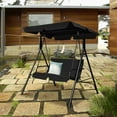 thumbnail image 3 of Costway Patio Loveseat Canopy Swing Glider Hammock Cushioned Steel Frame Black, 3 of 8