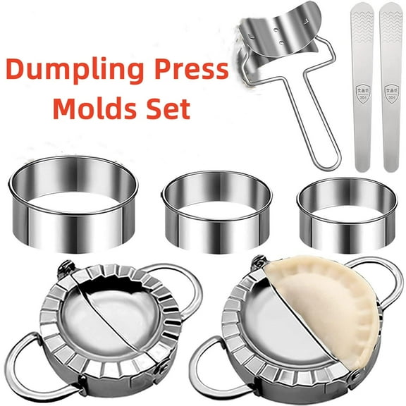 Dumpling Press Molds Set 8PCS and Cutter Dumpling Skin Maker Stuffing Spoon Flour Ring Cutter,Chinese Dumpling Pie Ravioli Empanadas Press Mold Kitchen Accessorie - Home Improvement Utensils