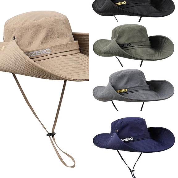 AJGRHE Sun Hats for Men Waterproof Quick Dry Bucket Hat Adjustable Wide Brim Summer Boonie Cap for Fishing Hiking Khaki One Size