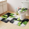 thumbnail image 4 of Abstract Graffiti Bathroom Rugs Set Green Black Watercolor Graffiti Non Slip Absorbent Soft Bath Mats 3 Piece Set with Bathroom Rug, U-Shaped Floor Mat, Toilet Seat Cover Large Size, 4 of 9