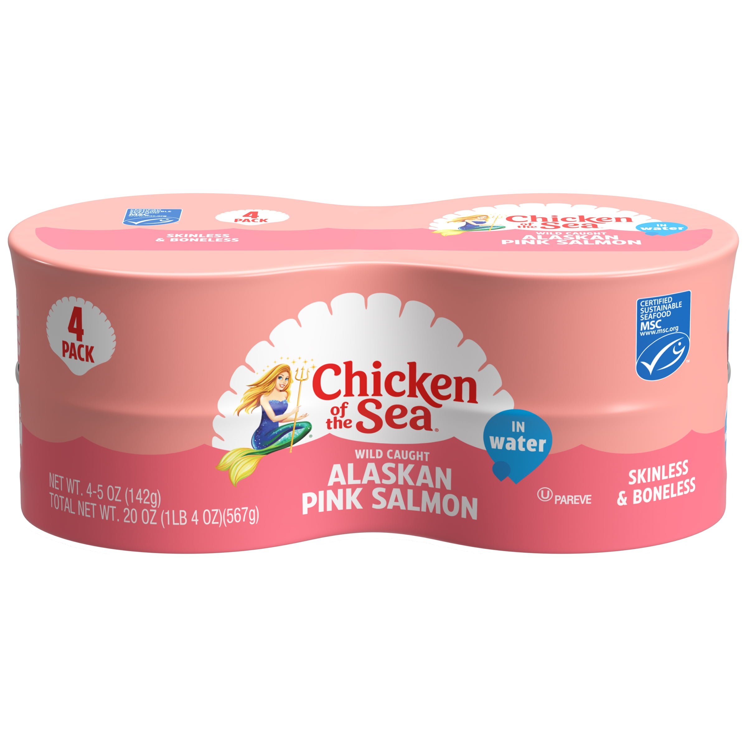 (2 pack) Chicken of the Sea Wild Caught Alaskan Pink Salmon, Skinless & Boneless 4 - 5 oz Cans