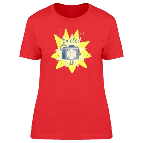 Smile! Funny Camera Doodle T-Shirt Women -Image by Shutterstock, Female Medium