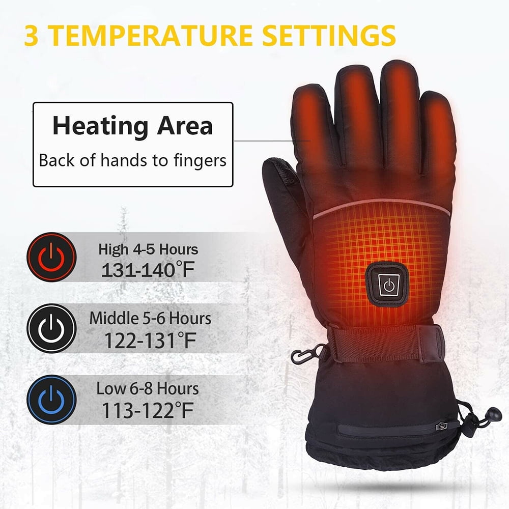 ZOELNIC Heated Glove for Men Women, 3 Heating Mode Electric Heated Gloves, Winter Warm Liners Glove for Unisex Winter Outdoor Sports