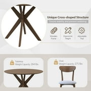 Costway 3 PCS Dining Table Set Modern Round Kitchen Table and Chairs Set for Dining Room
