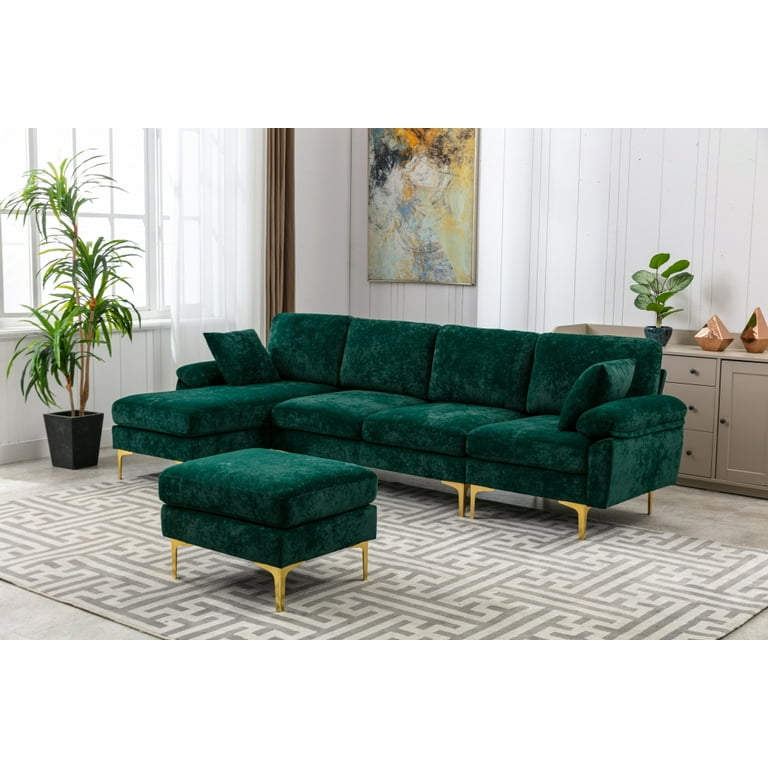 Sectional Sofa, Velvet Sectional Sofa Couch with Memory Foam