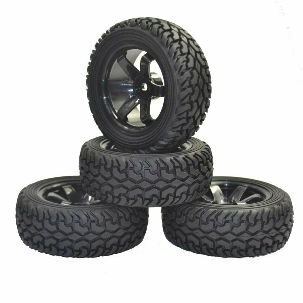 4Pcs Rally Tires&Wheel Rim 12mm Hex BBNK For HSP HPI RC 1:10 Off Model Road Car 