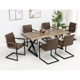 thumbnail image 1 of Faux Live Edge 7 Pc Wood Dining Set w Caramel Brown PU Chairs, 1 of 1