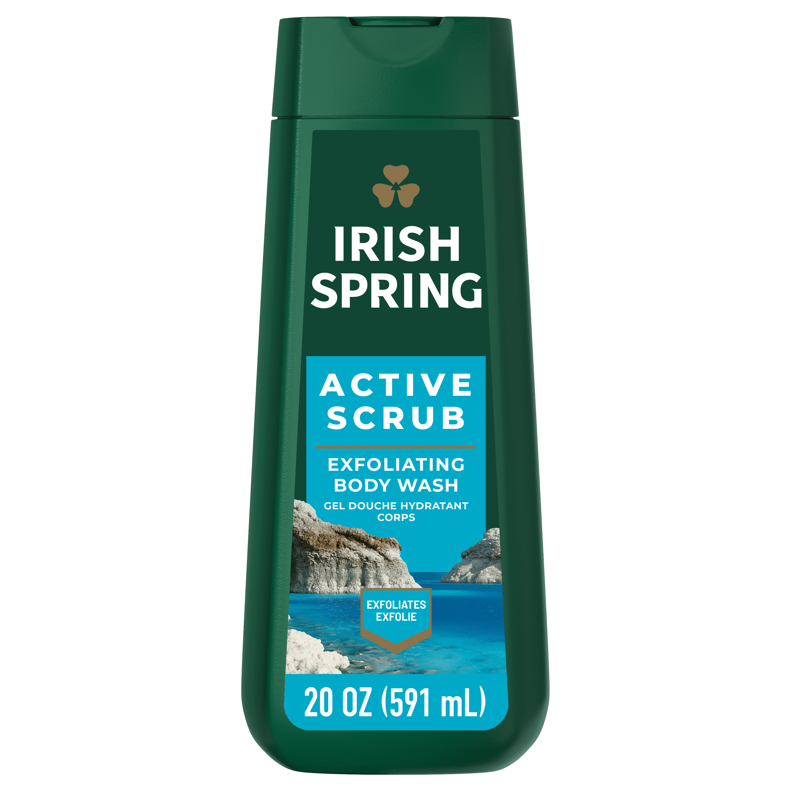 Irish Spring Exfoliating Gel Body Wash, Active Scrub Scented, 20 oz