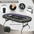 thumbnail image 5 of RayChee 84 inch Poker Table Foldable, 10 Player Folding Texas Holdem Table w/Inlaid LED Light, 2 USB & 2 Type-c Ports, Portable Blackjac for Texas Card Game w/Cup Holders and Padded Rails(Black), 5 of 6