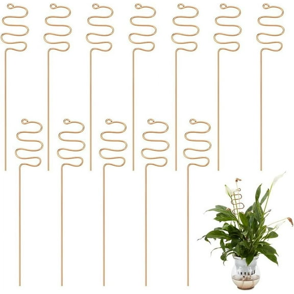 12Pcs Plant Support Stakes 12 Inch Long Copper Plant Growth Support Bendable Garden Stem Flower Support Single Stem Plant Support Stakes for Outdoor Indoor Plant Flowers Vin Raw(Unplated) Brass