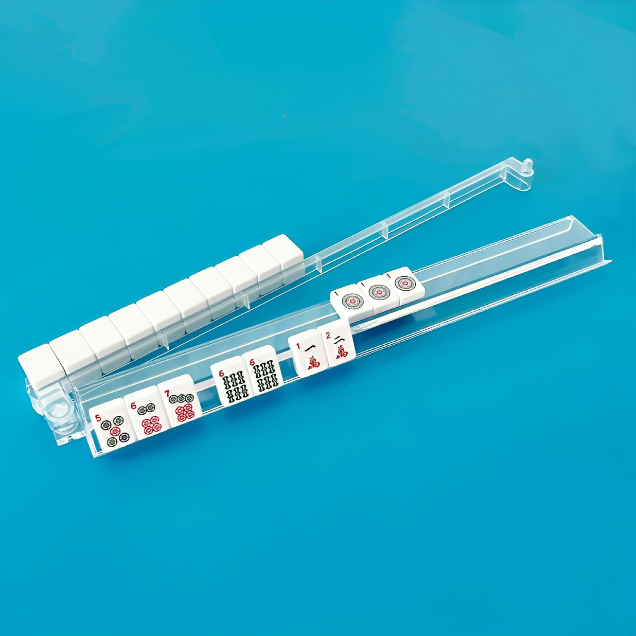 BESTSKY Modern Mahjong Racks with Built-in Pushers - Clear Combo Rack - Set of 4