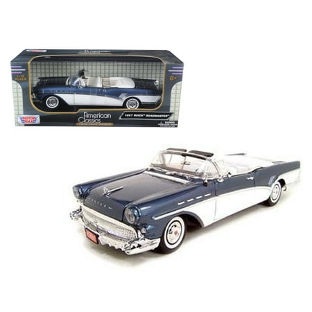 Buick Skyhawk Car - 1957 Buick Roadmaster Convertible Blue 1/18 Diecast Model Car by Motormax