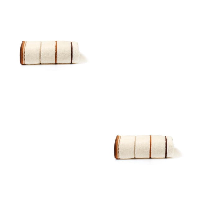 Matsuzay Adorable Toalla de algodón simple Raya Cara Mano Toalla de baño Baño Absorbente 35 * 75 Regalo para el hogar beis blanco 2piezas Matsuzay CBP003758