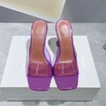 thumbnail image 4 of Square head wine glass with open-toed sandals summer beach high-heeled slippers pvc transparent thick-heeled simple sandals, 4 of 5
