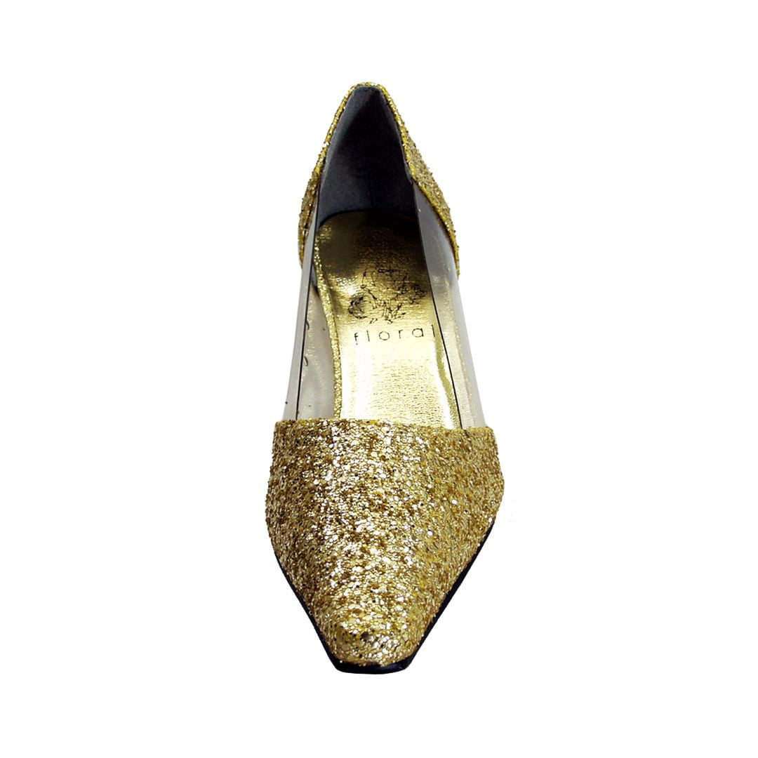 FLORAL Asha Women Wide Width Evening Dress Shoes for Wedding, Prom, Dinner GOLD 7.5