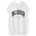 thumbnail image 4 of WEIYLL Womens Tops Plus Size Letter Print Hooded Sweat Short Sleeve Loose White Blouse Sizes M, 4 of 4