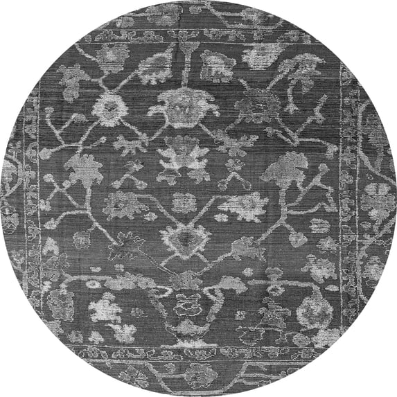 Ahgly Company Indoor Round Abstract Gray Modern Area Rugs, 8' Round