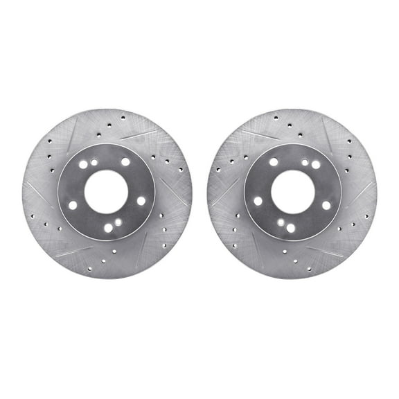 Dynamic Friction Company Front Brake Rotors-Drilled and Slotted-Silver 7002-67004