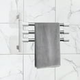 thumbnail image 5 of Swivel Towel Rack with Shelf | 180° Rotating No-Hole Towel Bar | Stainless Steel Bathroom Storage Organizer with Integral Hooks | White, 5 of 6