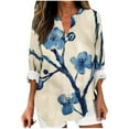 thumbnail image 3 of JUSLIO Cotton Womens Shirts Pullover Graphic Blouses Fashion Long sleeve V Neck Blouses Blue 5XL, 3 of 5