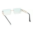 thumbnail image 4 of Luxury Jewel Large Chain Link Arm Rimless Rectangle Designer Sunglasses Gold - Green, 4 of 4