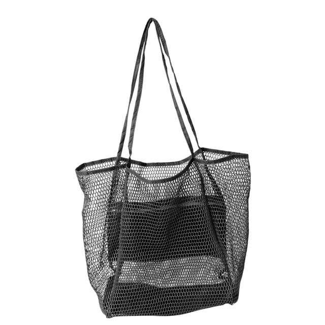 Bolso de playa para mujer Sunnimix elegante informal de almacenamiento de malla para playa gimnasio viajes verano negro