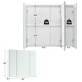thumbnail image 3 of Yaheetech Wall Mirror Storage Cabinet with 3 Doors and Adjustable Shelf, White, 3 of 7