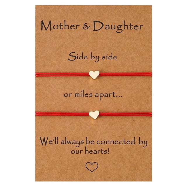 Pulsera de amor Pulsera creativa sencilla con forma de corazón ajustable con tarjeta para el Día de la Madre